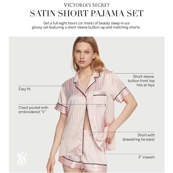 Victoria's Secret Iconic Stripes Satin Pajama - Picture 2 of 8